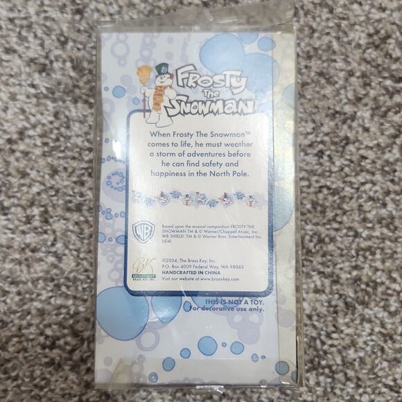 Brass key blown glass ornament frosty the snow man vintage in box - Picture 2 of 8